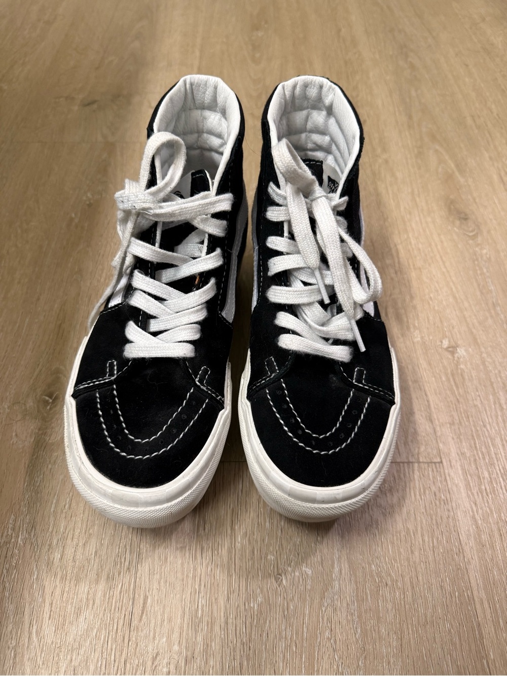 Vans Sk8-Hi Stacked Black, White & Gum Platform Shoes - Picture 8 of 10